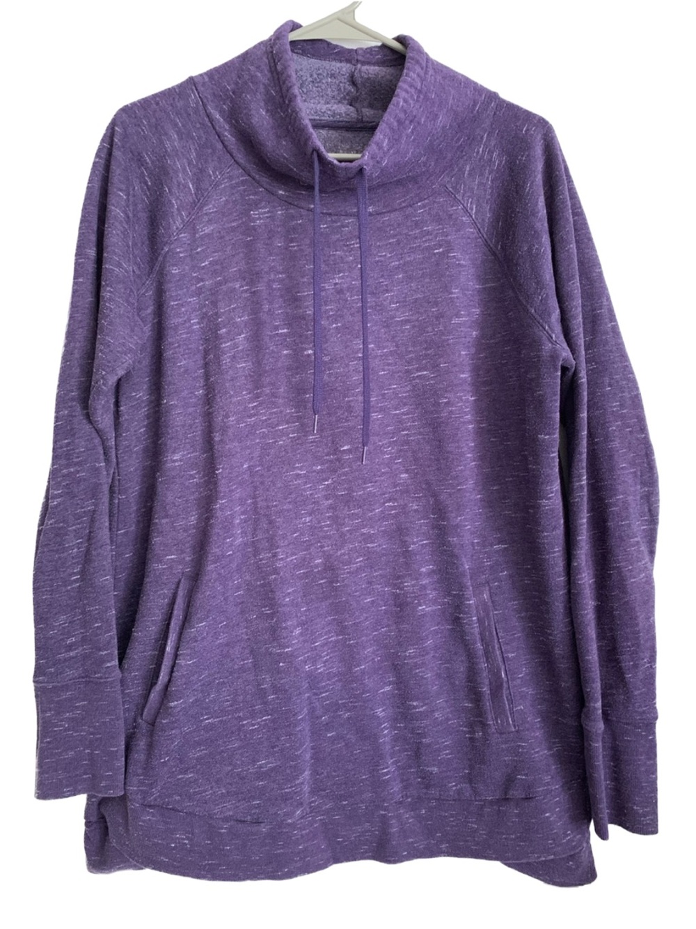 TEK GEAR Women’s Purple Cream Mock Neck Long Sleeve Pullover Sweatshirt